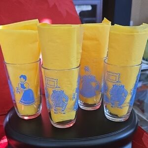 Hazel Atlas Swanky Swig 5oz Juice Glasses Set Of 4